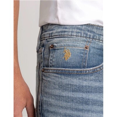 SLIM STRAIGHT 5 POCKET DENIM SHORTS