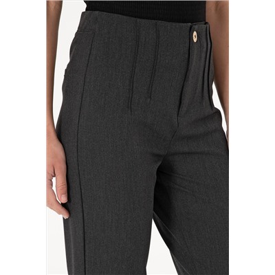 Kadın Antrasit Carrot High Waist Fit Kanvas Pantolon