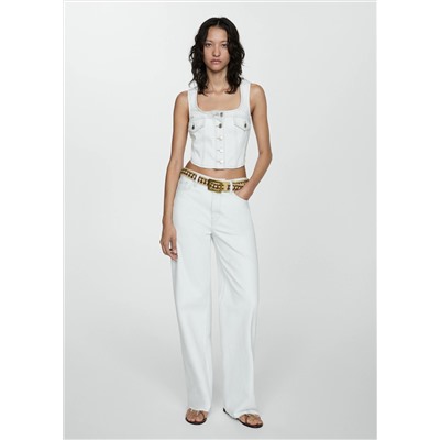 Chaleco vaquero crop bolsillos