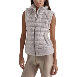 DKNY Sport Women's Sherpa-Trim Zip-Front Puffer Vest