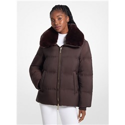 Quilted Puffer Jacket With Faux Fur Collar