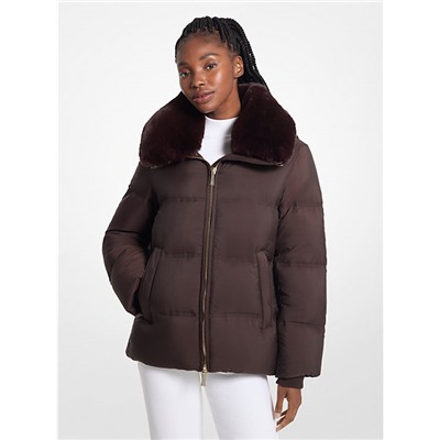 Quilted Puffer Jacket With Faux Fur Collar