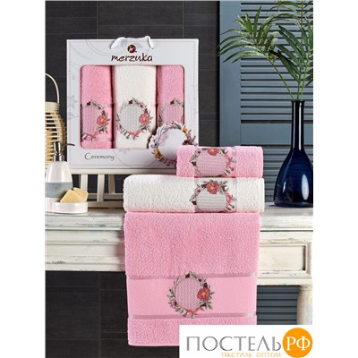 11777 Комп. Пол. MERZUKA махр. в короб. (50x90/2)(70х140/1) 3 шт. CEREMONY светло-розовый
