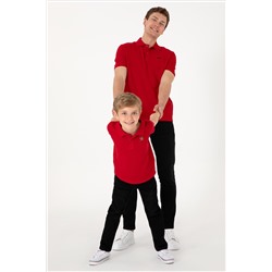 Erkek Çocuk Kırmızı Basic Polo Yaka Tişört