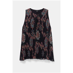 Blusa negra sin mangas plisada