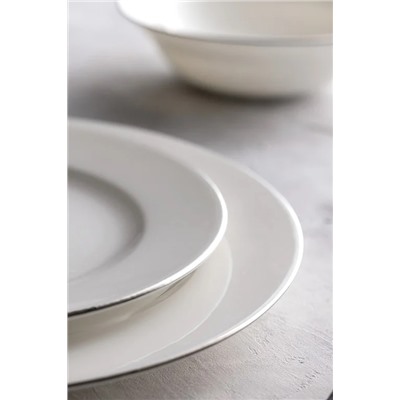 Galena 6 Kişilik 24 Parça Yemek Takımı - Beyaz/Silver