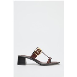 LEATHER BLOCK HEEL SANDALS