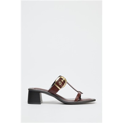 LEATHER BLOCK HEEL SANDALS