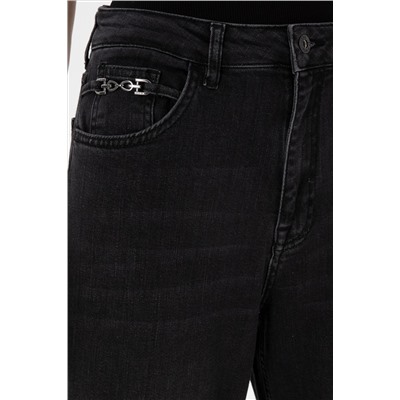 Kadın Siyah Straight Fit Jean Pantolon