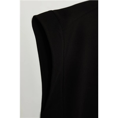Siyah Regular Fit %100 Pamuk Örme Büyük Beden T-shirt TBBSS25BF00004