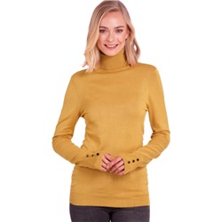Damen Rollkragenpullover mit Zierknöpfen