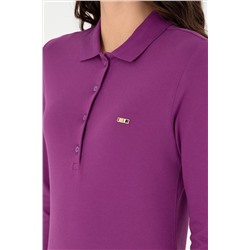 Kadın Menekşe Basic Polo Yaka Sweatshirt