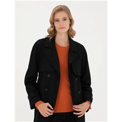 Siyah Slim Fit Trençkot