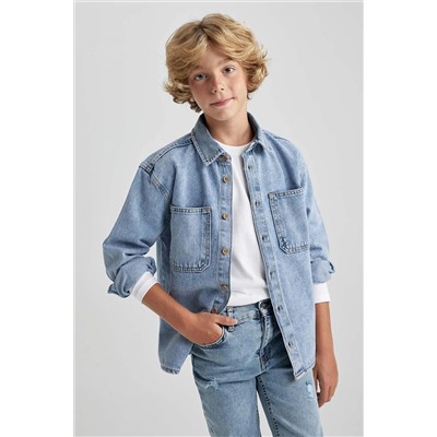 Defacto Erkek Çocuk Oversize Fit Jean Uzun Kollu Gömlek A3787A823AU