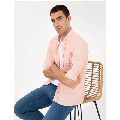 Turuncu Slim Fit Oxford Gömlek