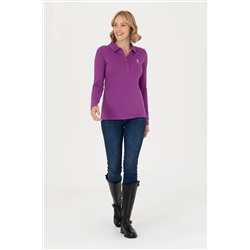 Kadın Violet Basic Polo Yaka Sweatshirt