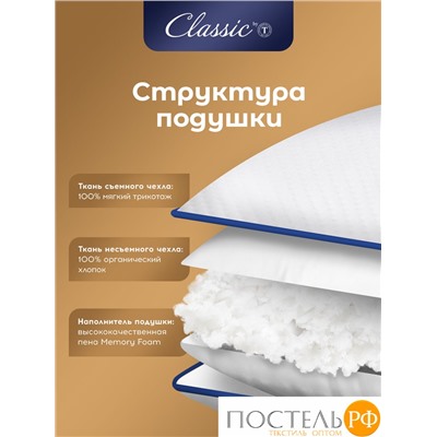 Classic by T Подушка анатомическая ЛИМЕРИК 45х65, 1 пр., плстр/хл/пенополиуретан