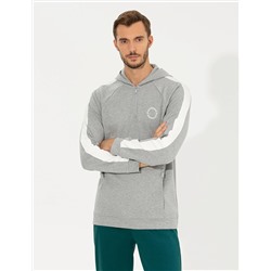Açık Gri Melanj Regular Fit Kapüşonlu Sweatshirt