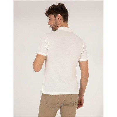 Beyaz Slim Fit Polo Yaka Basic Tişört