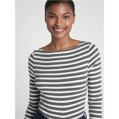 Modern Stripe Long Sleeve Boatneck T-Shirt