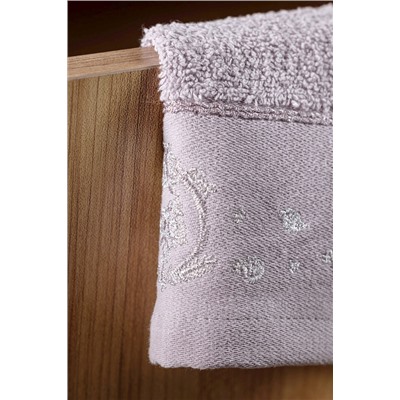 Gauthıer Nakışlı %100 Pamuk 2'li El Havlusu - Mürdüm - 30x45 cm