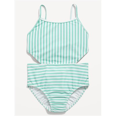 Patterned Cut-Out-Waist One-Piece Swimsuit for Girls