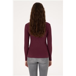 Kadın Bordo Balıkçı Yaka Sweatshırt