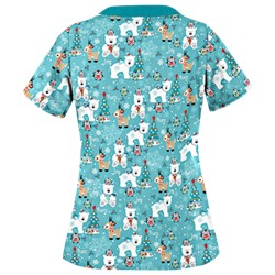 UA Antarctic Christmas Amazing Aqua Print Scrub Top