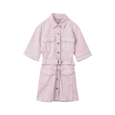 Vestido camisero vaquero Gris-rosa