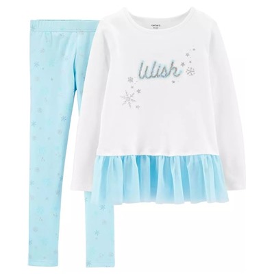 Carter's | Kid 2-Piece Wish Peplum Top & Snowflake Legging Set
