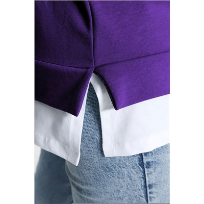 Mor Alttan T-Shirt Çıkma Görünümlü İnce Örme Büyük Beden Sweatshirt TBBAW23AO00023
