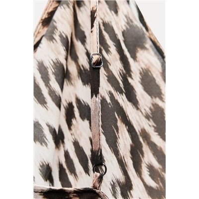 ZW COLLECTION ANIMAL PRINT TOP WITH CUT-OUT DETAIL