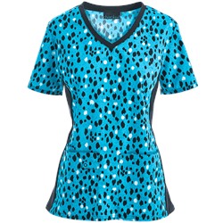 Cherokee Flexibles Scrubs Purrfect Love Print Top