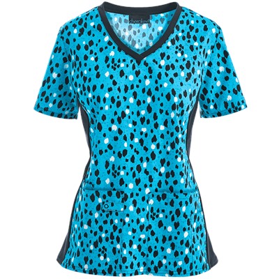 Cherokee Flexibles Scrubs Purrfect Love Print Top