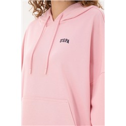 Kadın Pudra Kapüşonlu Basic Sweatshirt
