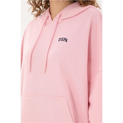 Kadın Pudra Kapüşonlu Basic Sweatshirt