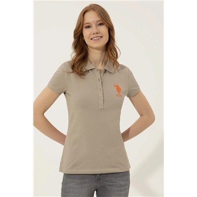 Kadın Haki Basic Polo Yaka Tişört