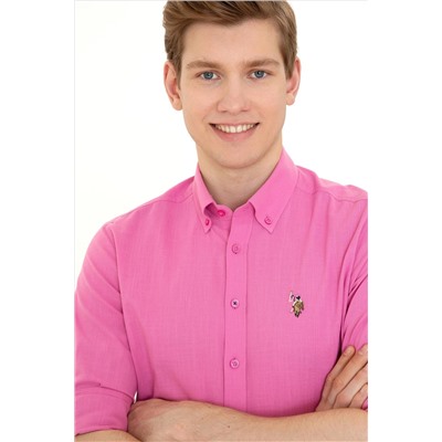 Erkek Pembe Uzun Kollu Basic Gömlek