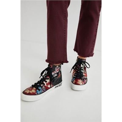 Zapatillas bota patch floral