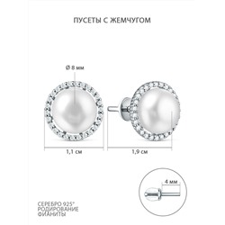 Серьги-пусеты из серебра с и фианитами родированные Z2-9122