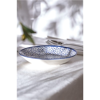 Reve Bleu Elodie Yemek Tabağı - 20 cm - Mavi/Beyaz