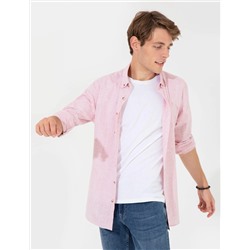 Bordo Slim Fit Uzun Kollu Gömlek