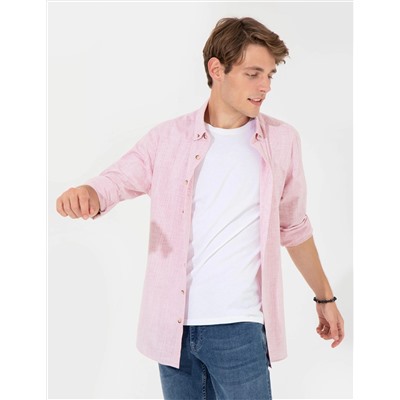 Bordo Slim Fit Uzun Kollu Gömlek