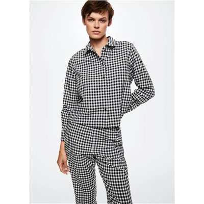 Camisa pijama cuadros franela -  Mujer | MANGO OUTLET Melilla