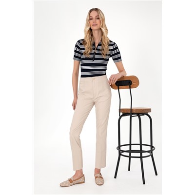 Kadın Taş Slim Flare Cropped Fit Kanvas Pantolon