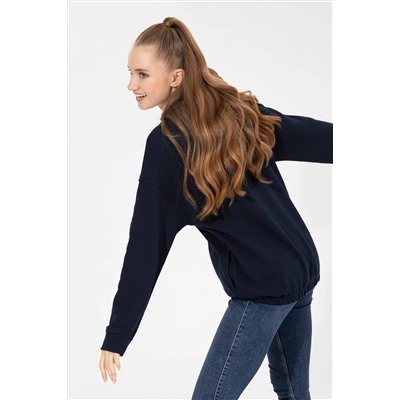 Kadın Lacivert Kapüşonlu Sweatshirt
