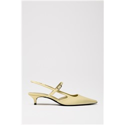 LEATHER KITTEN HEEL SLINGBACK SHOES