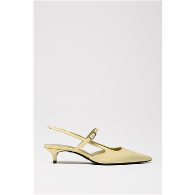 LEATHER KITTEN HEEL SLINGBACK SHOES