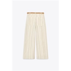 STRIPED WIDE-LEG TROUSERS WITH BELT