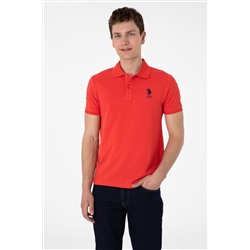 Erkek Slim Fit Polo Yaka Kırmızı Basic Tişört